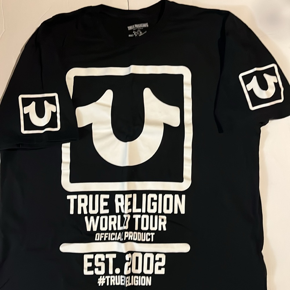 True Religion Black T-Shirt with White Logo - Picture 3 of 3